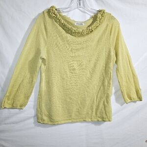 Yellow Ruffled Women's Sweater